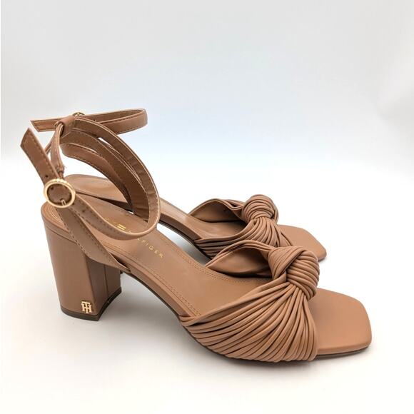 Tommy Hilfiger Sarifina Knot Block Heel Sandals Women's Brown Size US9.5M EU40 - Picture 3 of 14